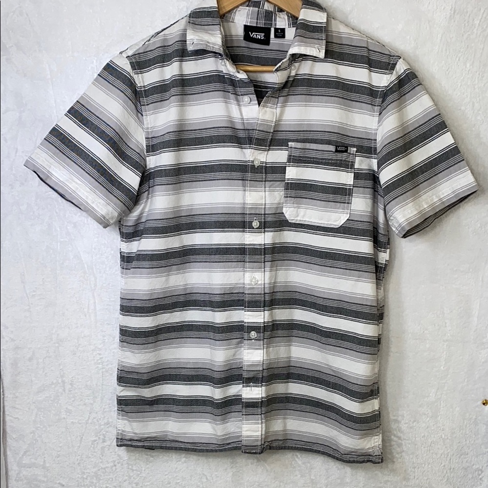Vans Gray and White Casual Button Down Shirt